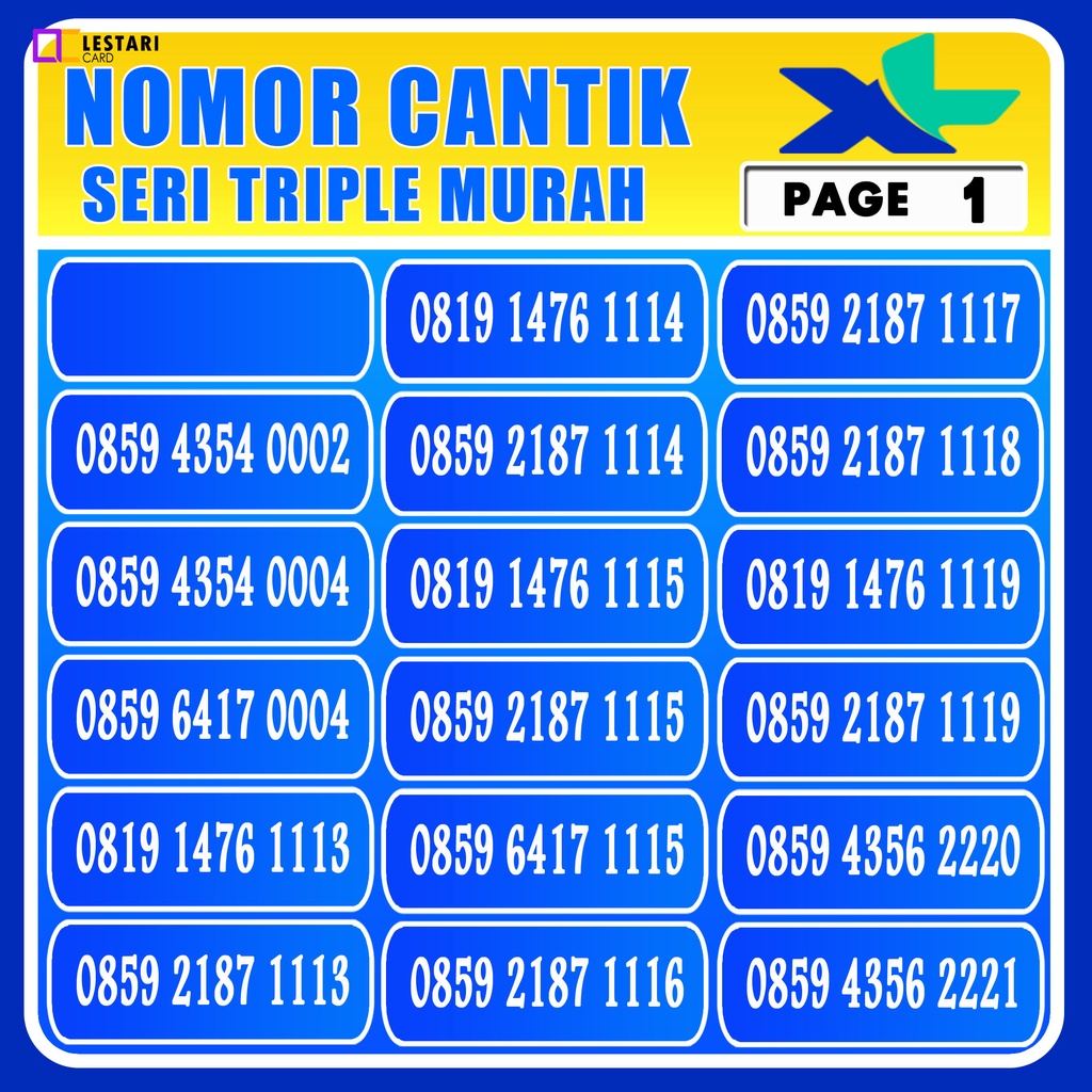 Nomor Cantik XL Seri Triple Murah