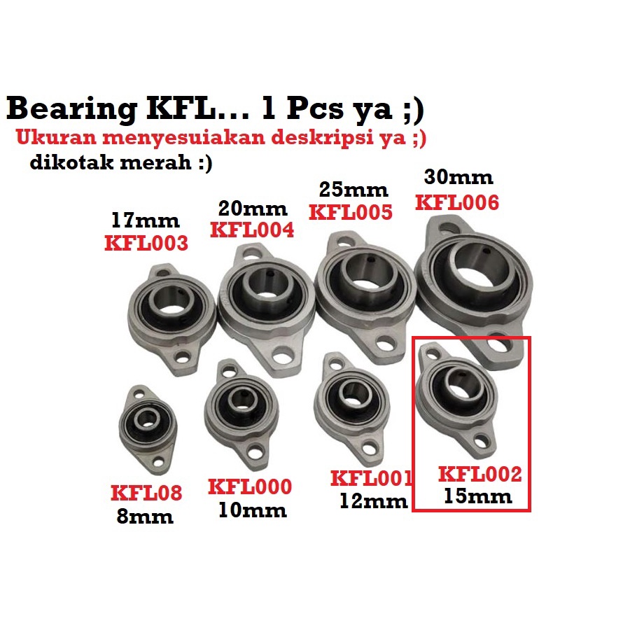 [[HAEBOT] Bearing Pillow Block KFL002 15mm Bracket Holder Shaft LeadScrew CNC 3D Printer Ball Threaded Rod As Besi Mekanik Screw Vertikal