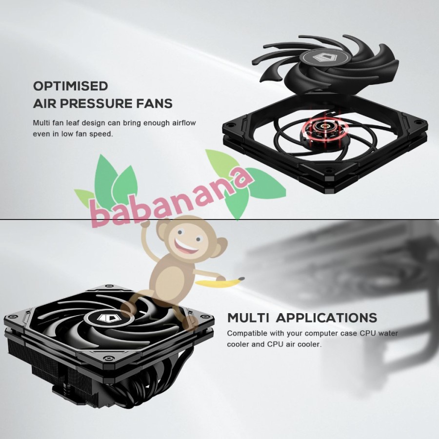 Fan ID-COOLING 120mm NO-12015-XT BLACK PWM 4 PIN CASING PC KIPAS SLIM ID COOLING