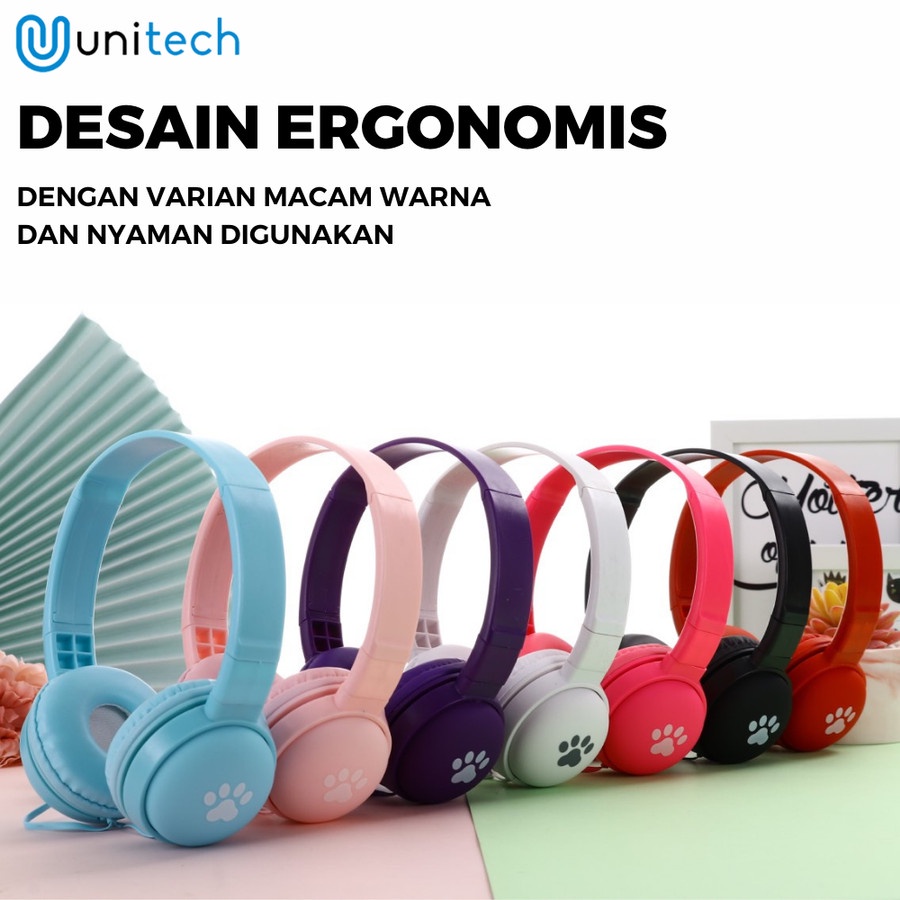 Headphone Headset Kabel Anak Unitech J19 + Microphone Extra Bass