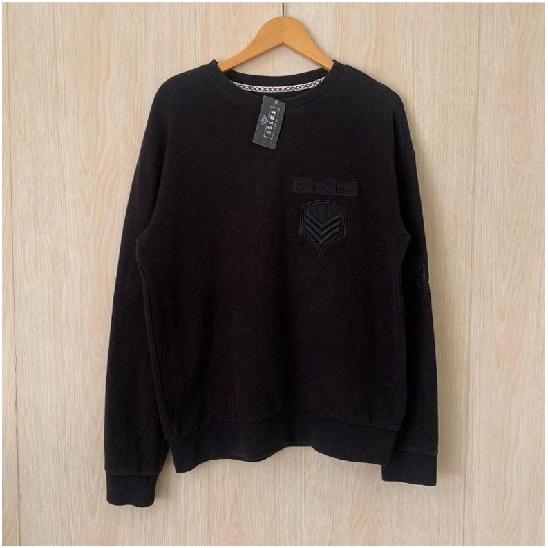 K35/CREWNECK HITAM BORDIR/crewneck motif/sweatshirt modis/sweatshirt murah/crewneck kekinian