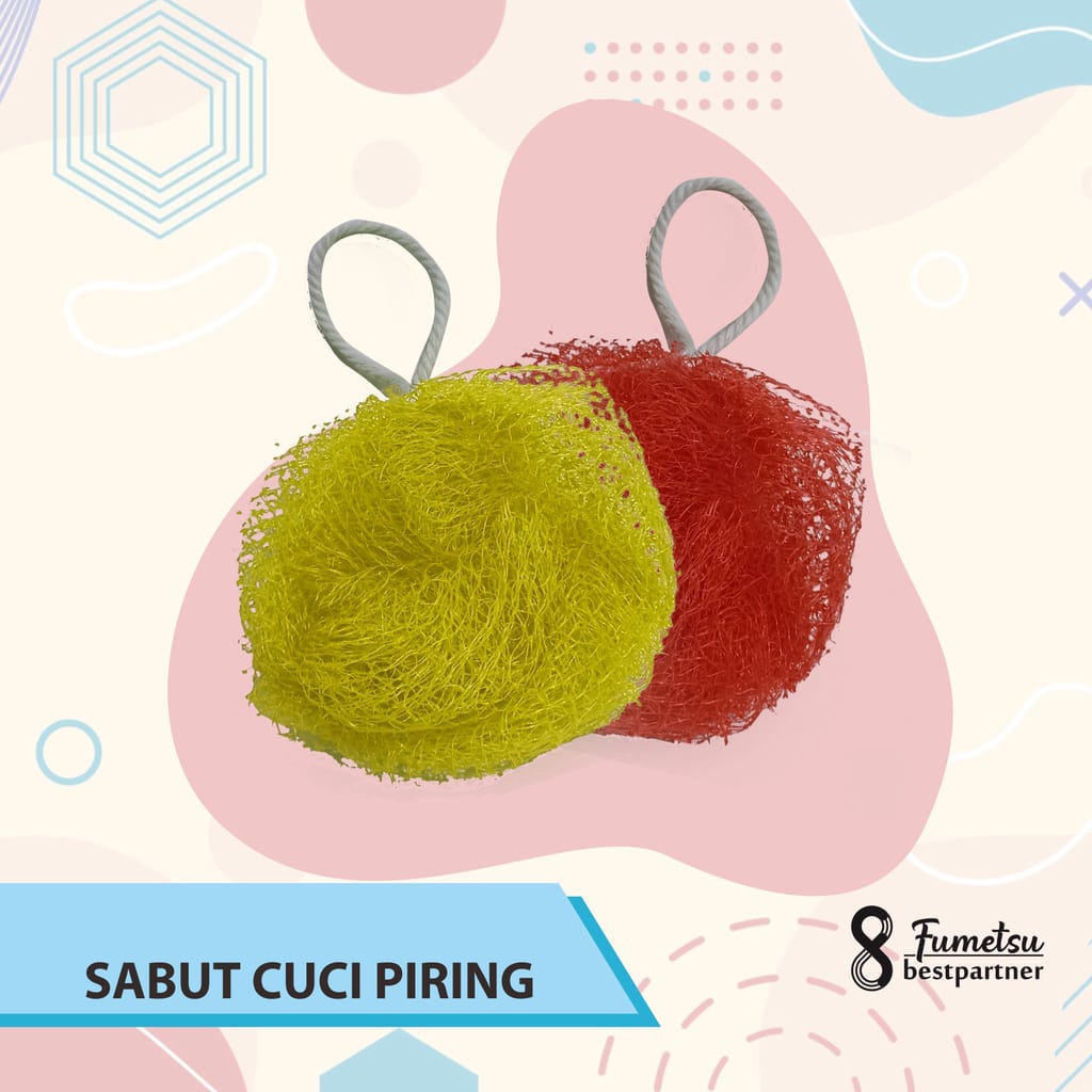 Sabut Jaring Cuci Piring Spons Sabut Cuci Piring Bulat Warna Random