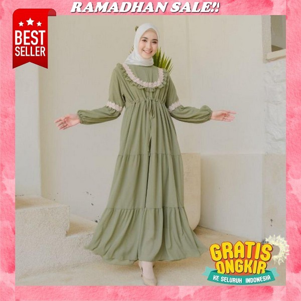 Gamis Seruty Maxi Dress Bordir//Baju Wanita Muslim Bordir//Seruty Bebydol//Baju Gamis Wanita Terbaru