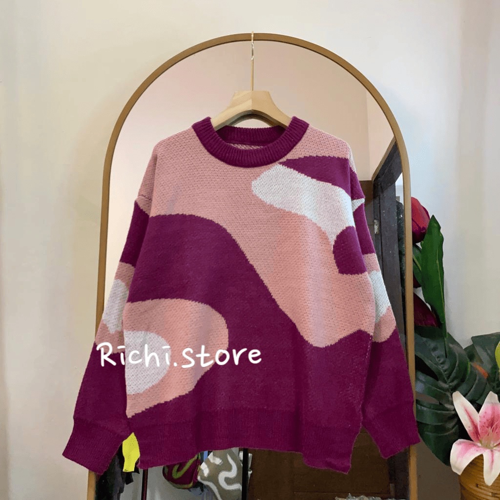 DARA SWEATER OVERSIZE RAJUT MOTIF BUNGA