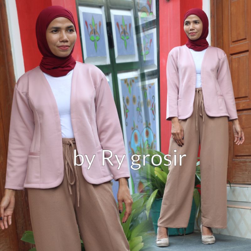 SETELAN BLAZER SCUBA + KULOT KNIT