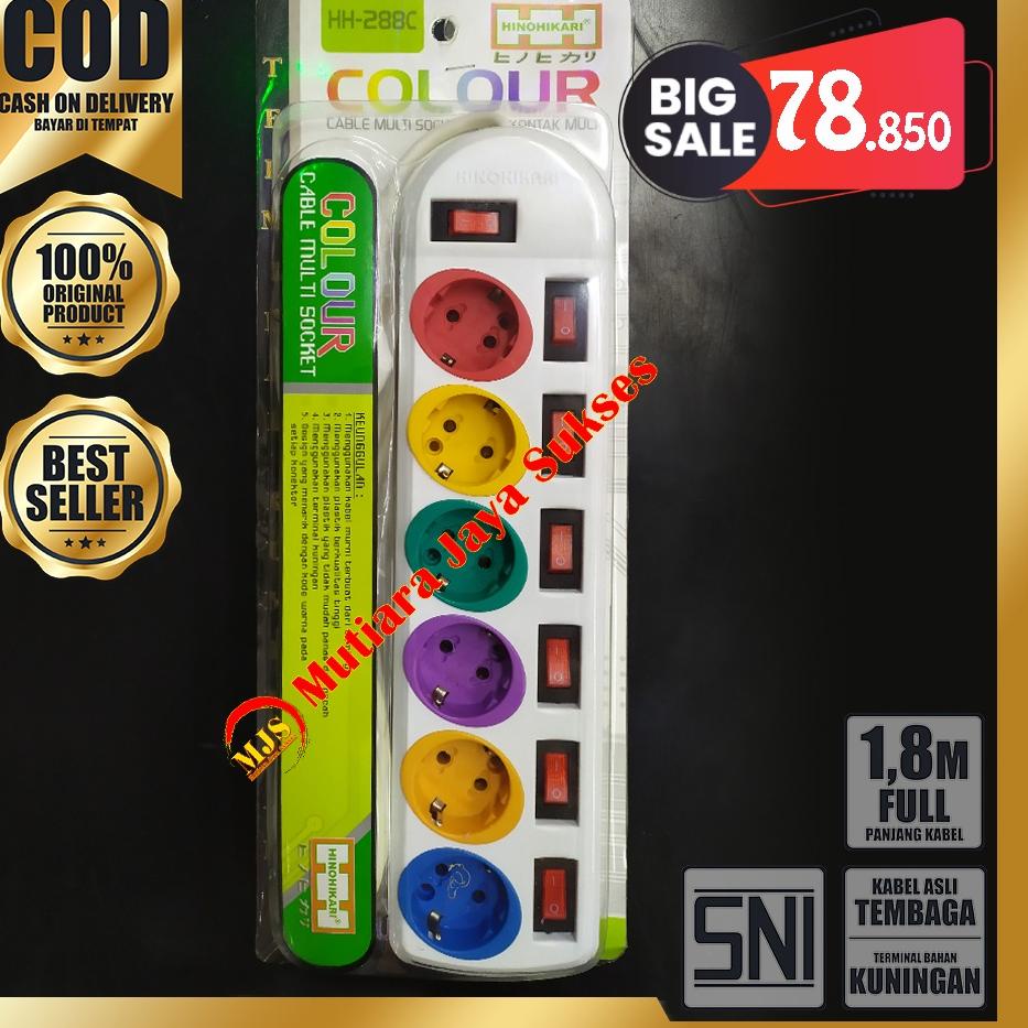 BRANDS FESTIVAL STOP KONTAK 6 LUBANG SAKLAR HINOHIKARI 1,8M HH-288C SNI / STOP KONTAK SWITCH HINOHIK