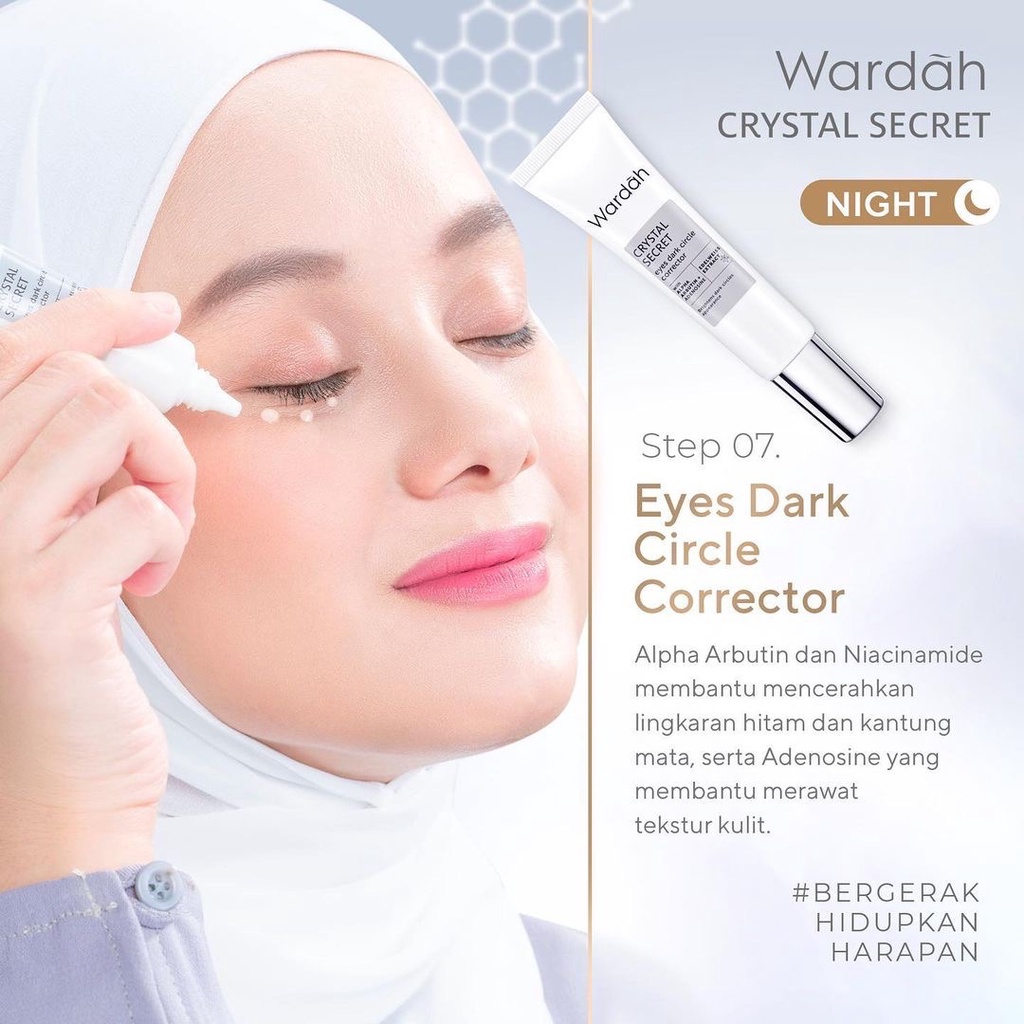 WARDAH Crystal Secret Eyes Dark Circle Corrector Indonesia / Krim Mata 10ml / With Alpha Arbutin + Adenosine Edelweiss Extract / Brightens Dark Circle Apprarance / Eye Cream Serum Gel Krim Hitam Panda / Mencerahkan Cerah Gelap / Skincare Face Care Series