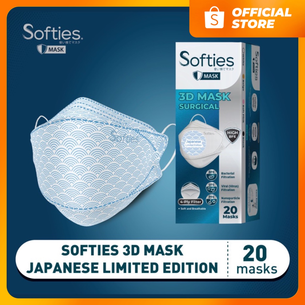 SOFTIES - Masker Earloop 3D KF94 Surgical Mask 4 Ply JAPANESE BOX
