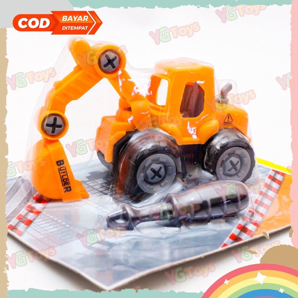 YGtoys Mainan Mobil Konstruksi Bongkar Pasang DIY Puzzle Obeng Konstruksi 4d Edukasi Edukatif