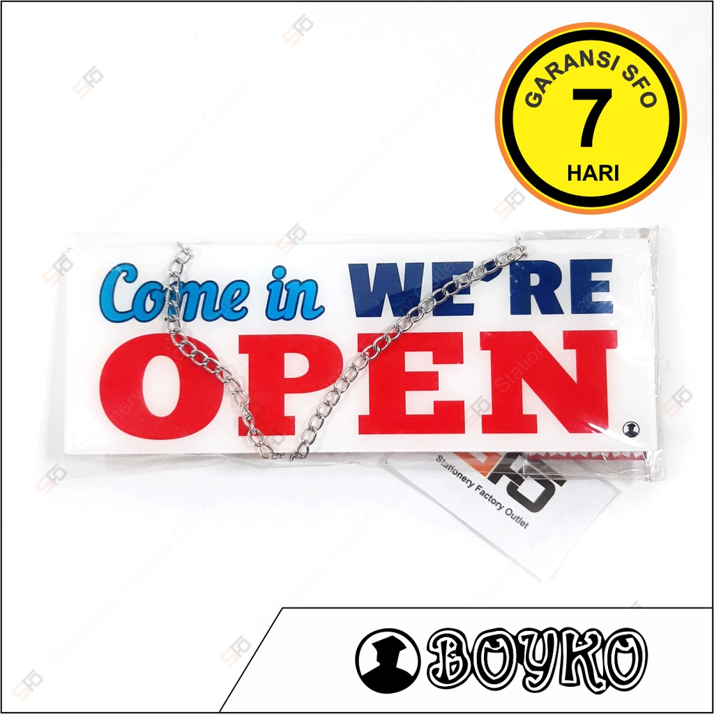 

Akrilik Open Close - Acrylic Sign Bolak Balik Rantai 25cm x 9cm