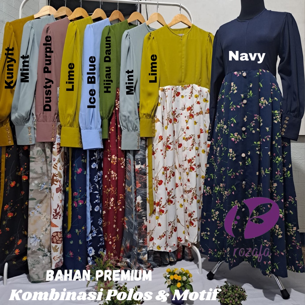 ( COD ) GAMIS KOMBINASI NAVY & NAVY MOTIF PREMIUM By. ROZA FASHION
