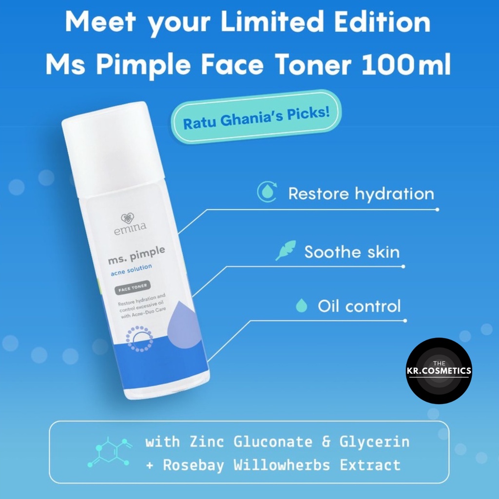 EMINA Ms. Pimple Acne Solution Face Toner wajah ber jerawat 50 ml 100 ml