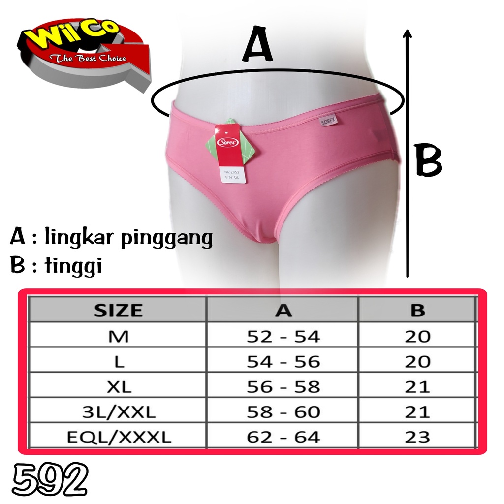 K592 - (Harga Per 1 Potong) CELANA DALAM WANITA PAKAIAN DALAM PAKAIAN WANITA CD SOREX MINI BASIC PANTY SIZE M - XXXL