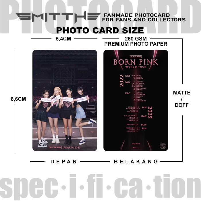 Photocard BP BORN PINK WORLD TOUR Photo STAGE Card Kartu