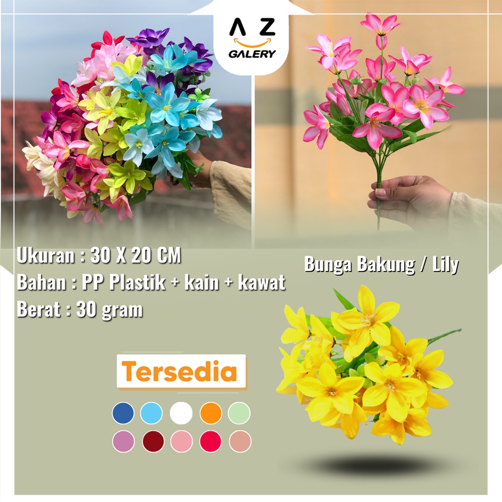 Bunga Bakung Lily Hias Plastik Sintetis Palsu Artifical Bouqet Flower Import  Azgalery PBP150