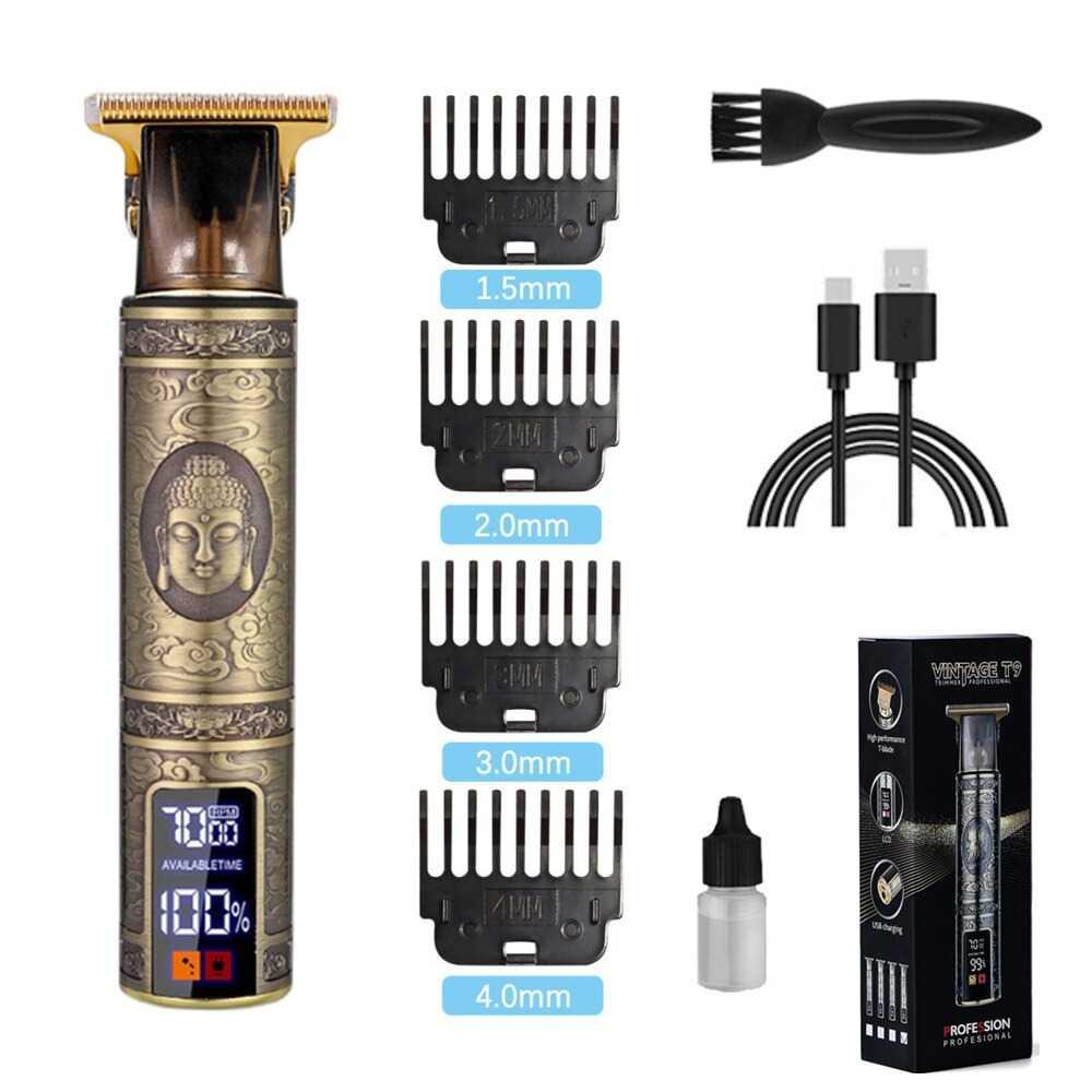 Alat Cukur Rambut Elektrik Hair Clipper Trimmer Model Buddha - T9 - Golden