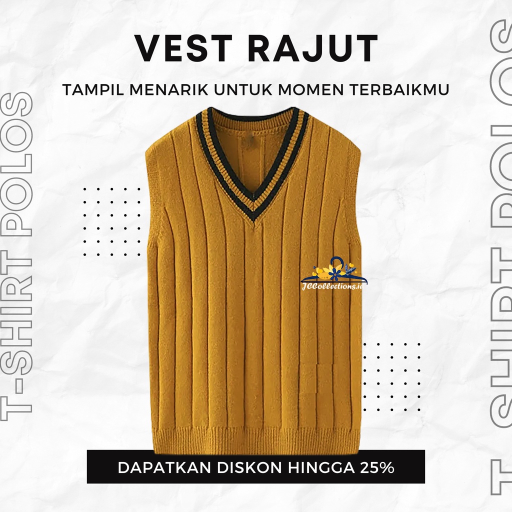 Outer Vest Rompi Rajut Vest Korea Vneck List Dobel Oliver JCCollections