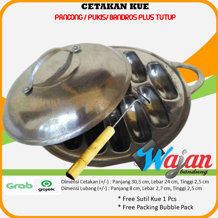 Cetakan Kue Pukis Bandros Pancong 12 LUBANG Bulat Plus TUTUP