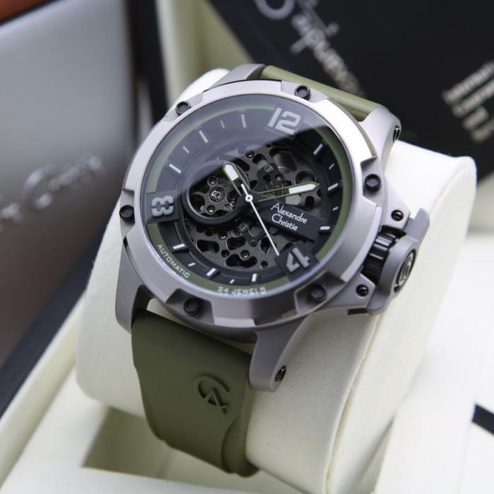 PROMO (AC-6295)Jam Tangan Pria Cowok Titanium Automatic AC 6295/AC6295 / 6295 Rubber @buysaleid mura