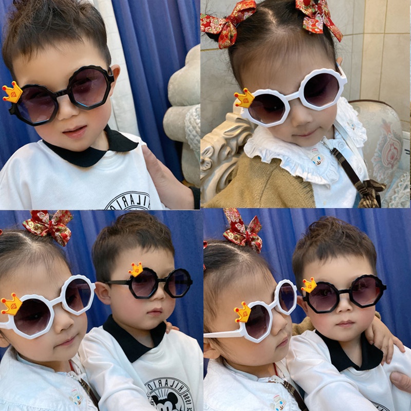 COD❤️Kacamata Hitam Anak Kartun Ulang Tahun Murah Cowok Cewek Sunglass Laki-laki Perempuan Crown Fashion Untuk Anak-Anak Birthday