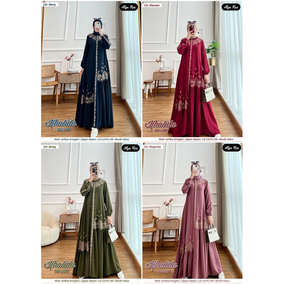 KHALIDA DRESS / 27.5 / BAHAN AIRFLOW CRINCLE / LD 110 CM / PB 140 CM / ALLSIZE JUMBO / FIT TO XL / ALYAREA