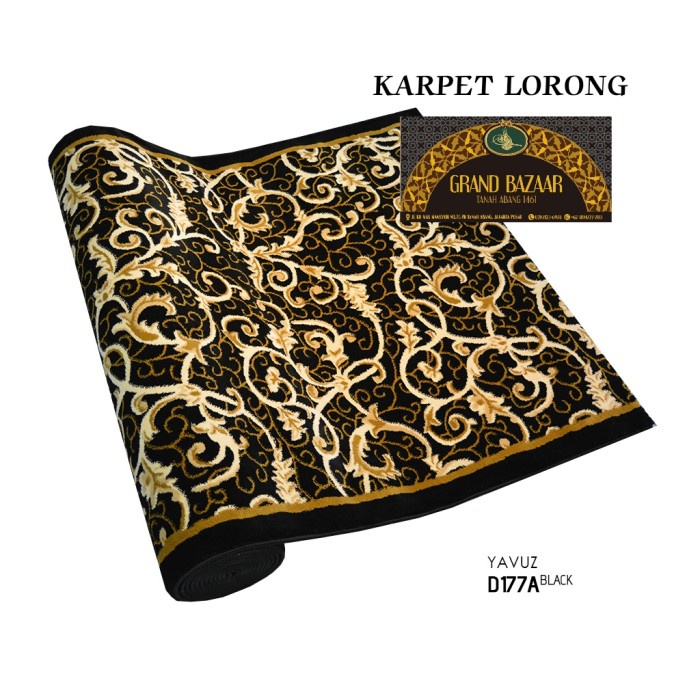 :=:=:=:=] Karpet Masjid Turki Yavuz D177A Batik Hitam Tebal 12mm