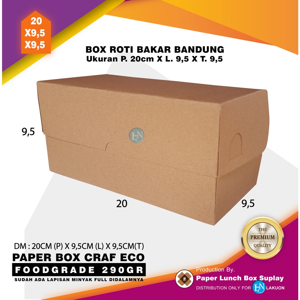 BOX ROTI BAKAR BANDUNG PAPER DAN BOX 20X10X4,6CM