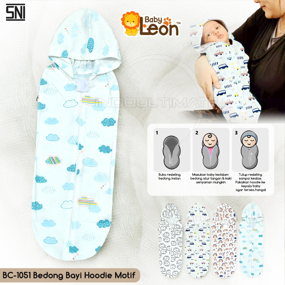 Bedong Bayi Instan BABY LEON Bedong Hoodie Bayi BC-105-1 Baju Bayi Perlengkapan Bayi Selimut Bayi