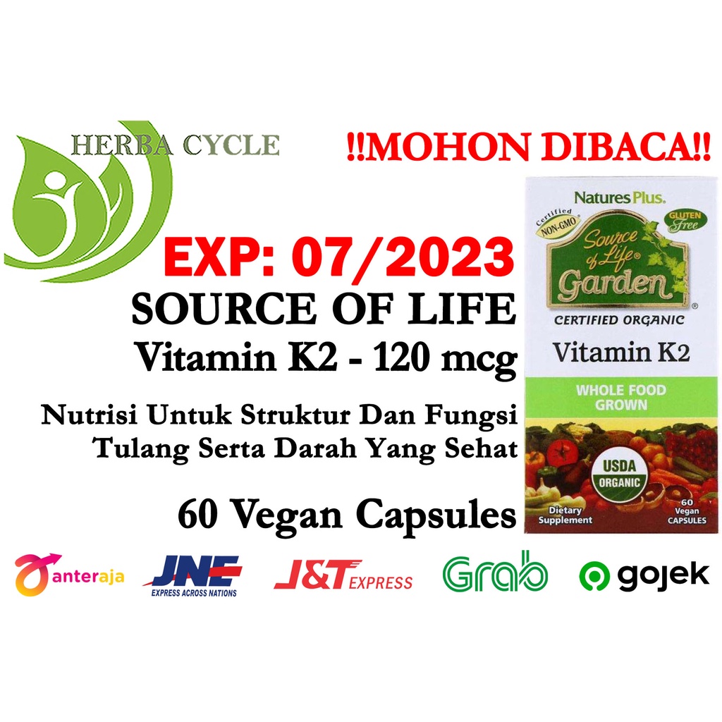 Source of Life Garden Vitamin K2 60 VegCaps Vit K-2 ORI USA