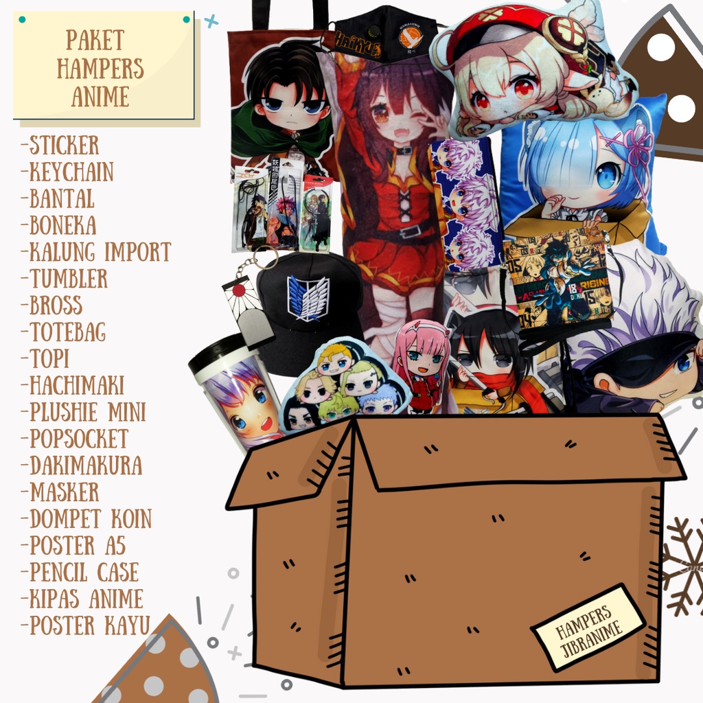 paket merchandise anime / hampers / fan kit / jujutsu kaisen haikyuu genshin impact spy x family kim