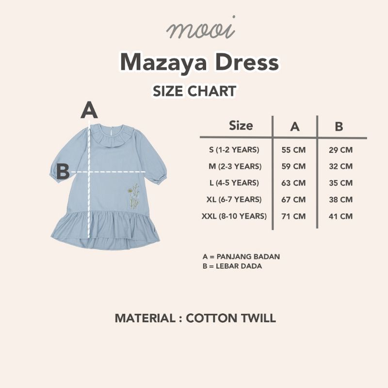 Mazaya dress mooi 1-10 thn/dress anak cewek/baju lebaran