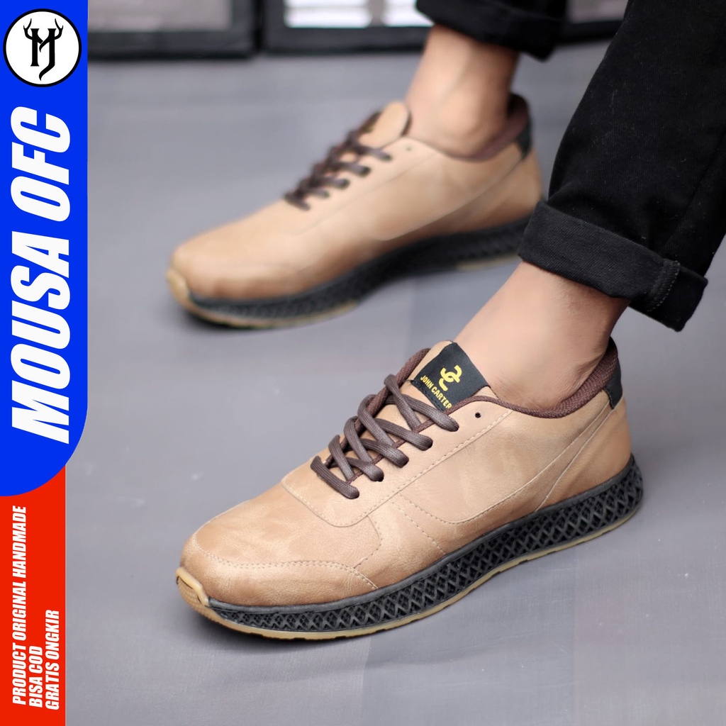 Sepatu Formal Kasual Sneakers Pria Hitam Kulit Syntetic Mousa Harbi