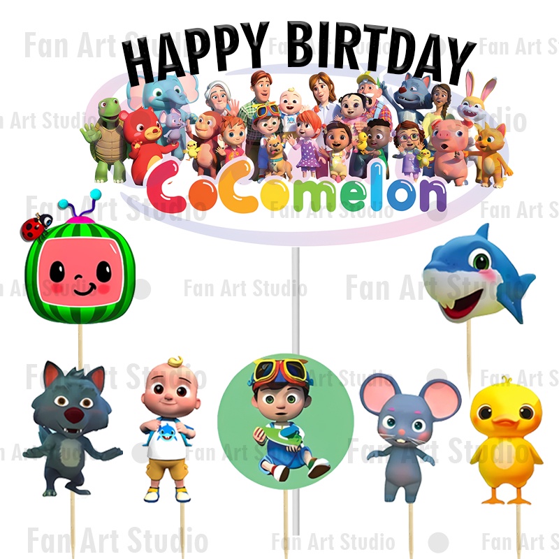 

Topper Cake Happy Birthday Hiasan Kue Ulang Tahun Karakter Coco MElon
