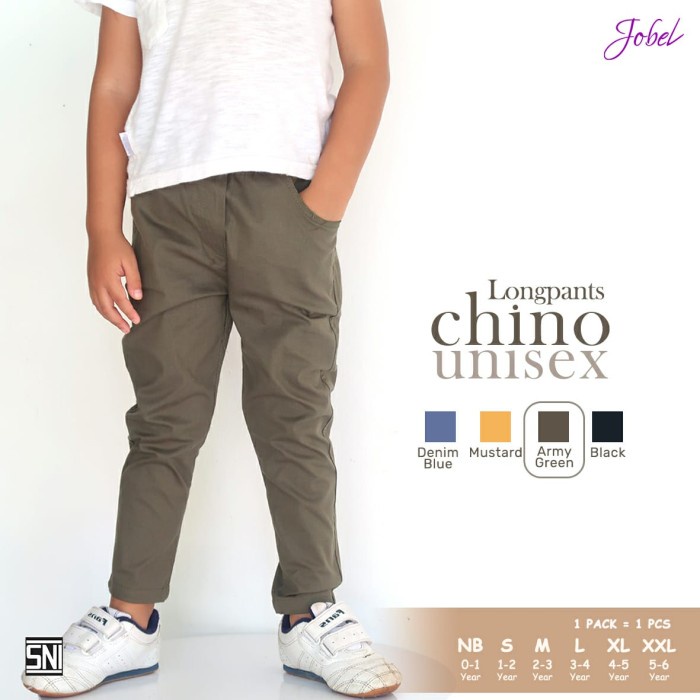 DISKON SHOPEE/ Jobel Longpants CHINO Edition - Celana Panjang Anak - Unisex - Green Army, NB