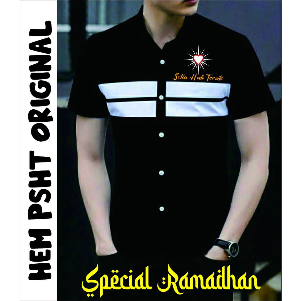KEMEJA HEM BORDIR PSHT || KEMEJA PSHT || KEMEJA HEM || KEMEJA COWOK
