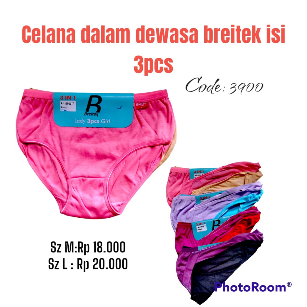 3pcs Celana Dalam CD Dewasa BREITEX Lembut Kode 3904&amp;3900