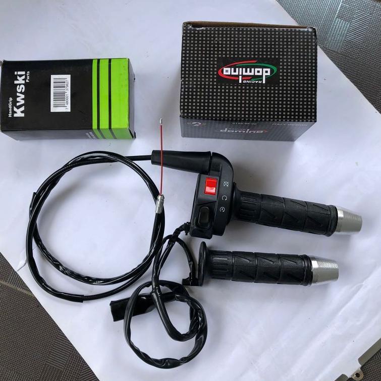 ♣ GAS SPONTAN KSR DOMINO SET HANDGRIP KAZE + JALU STANG CHROME MODEL FU UNIVERSAL SEPAKET GAS SPONTA