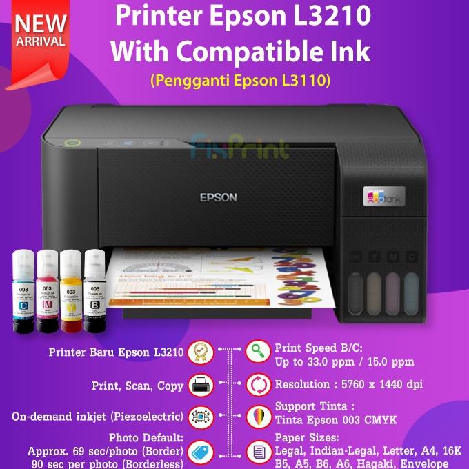 EPSON Printer EcoTank L3216 WHITE Pengganti L3210 BLACK