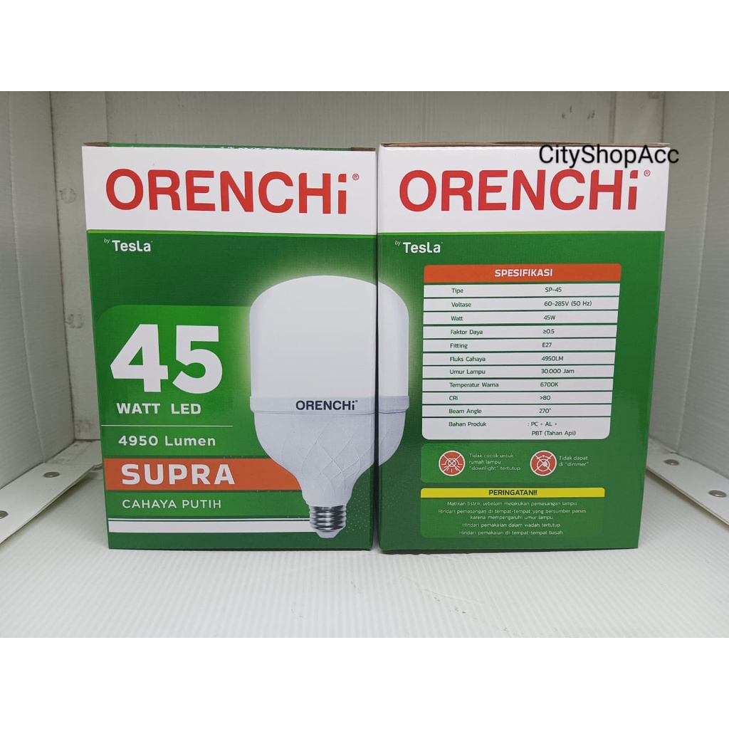 Lampu LED Orenchi Supra 45 Watt 45Watt Cahaya Putih / Lampu Murah Supra 45 W 45W SNI