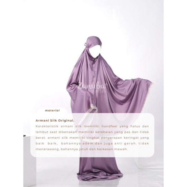 ARMANI PRAYER SET BY ZANUBA TERBARU MUKENA ARMANY SILK ORIGINAL POLOS LACE RENDA CANTIK JUMBO KEKINI