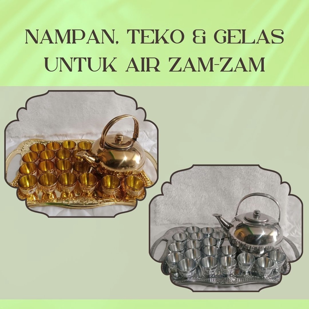 READY STOK ( COD ) TEKO, GELAS DAN NAMPAN UNTUK AIR ZAM ZAM HAJI UMROH
