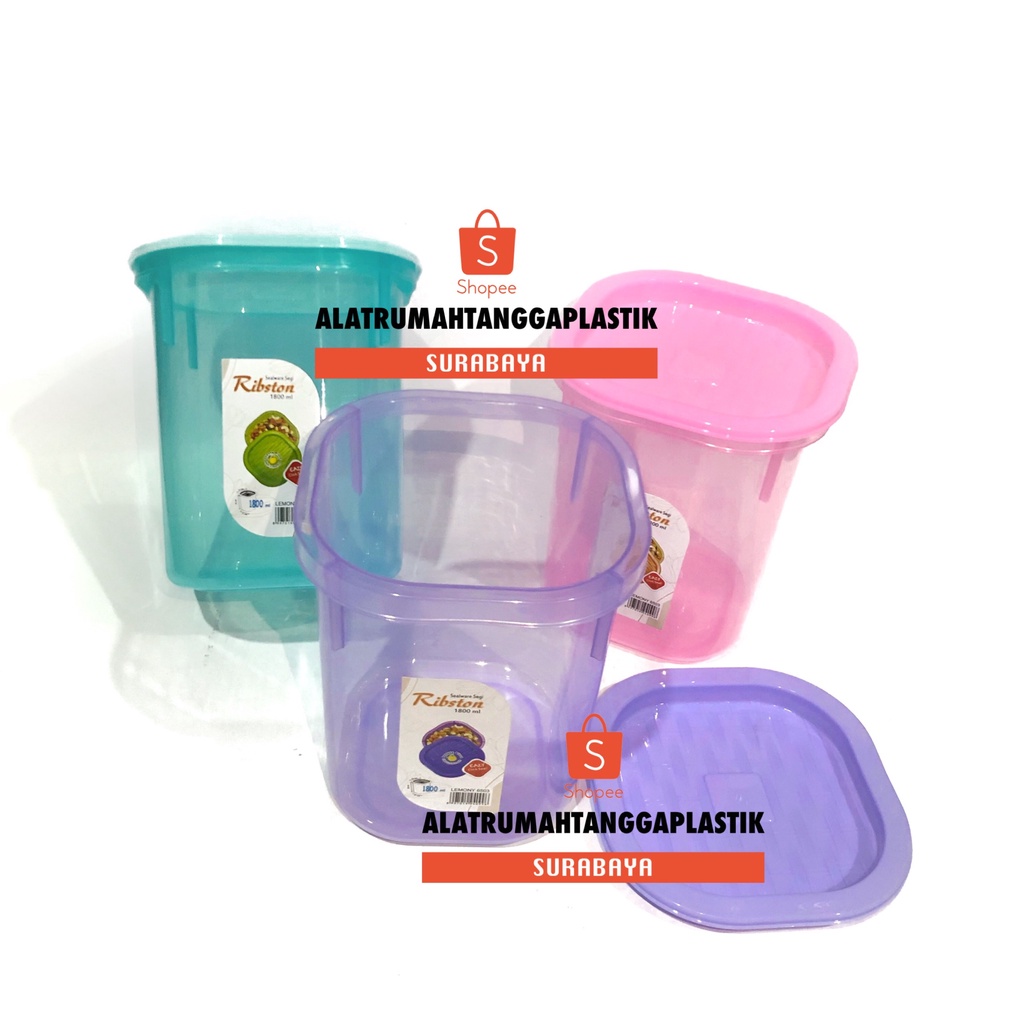 1pc Toples Lemony Ribston L 1800ml / Toples Plastik Polos / Toples Pastel / Toples Kue Kering / Seal