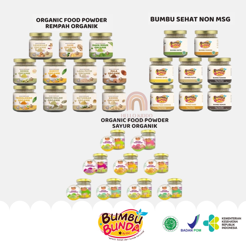 

BUMBU BUNDA BUMBU BUBUK NON MSG / BUMBU OPOR KUNING PUTIH RAWON KARI SEMUR SOTO POWDER REMPAH / POWDER SAYURAN ORGANIK MPASI