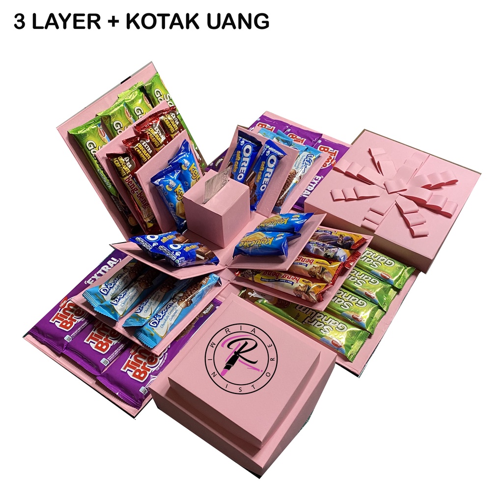 

Explosion Box Snack Box Kado Unik Hampers Box Snack Box Kotak Uang 22x22cm