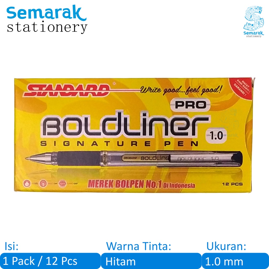 

Standard Boldliner Pro Signature Pen Pulpen Gel Tanda Tangan Tebal 1.0 - Hitam [1 Pack / 12 Pcs]