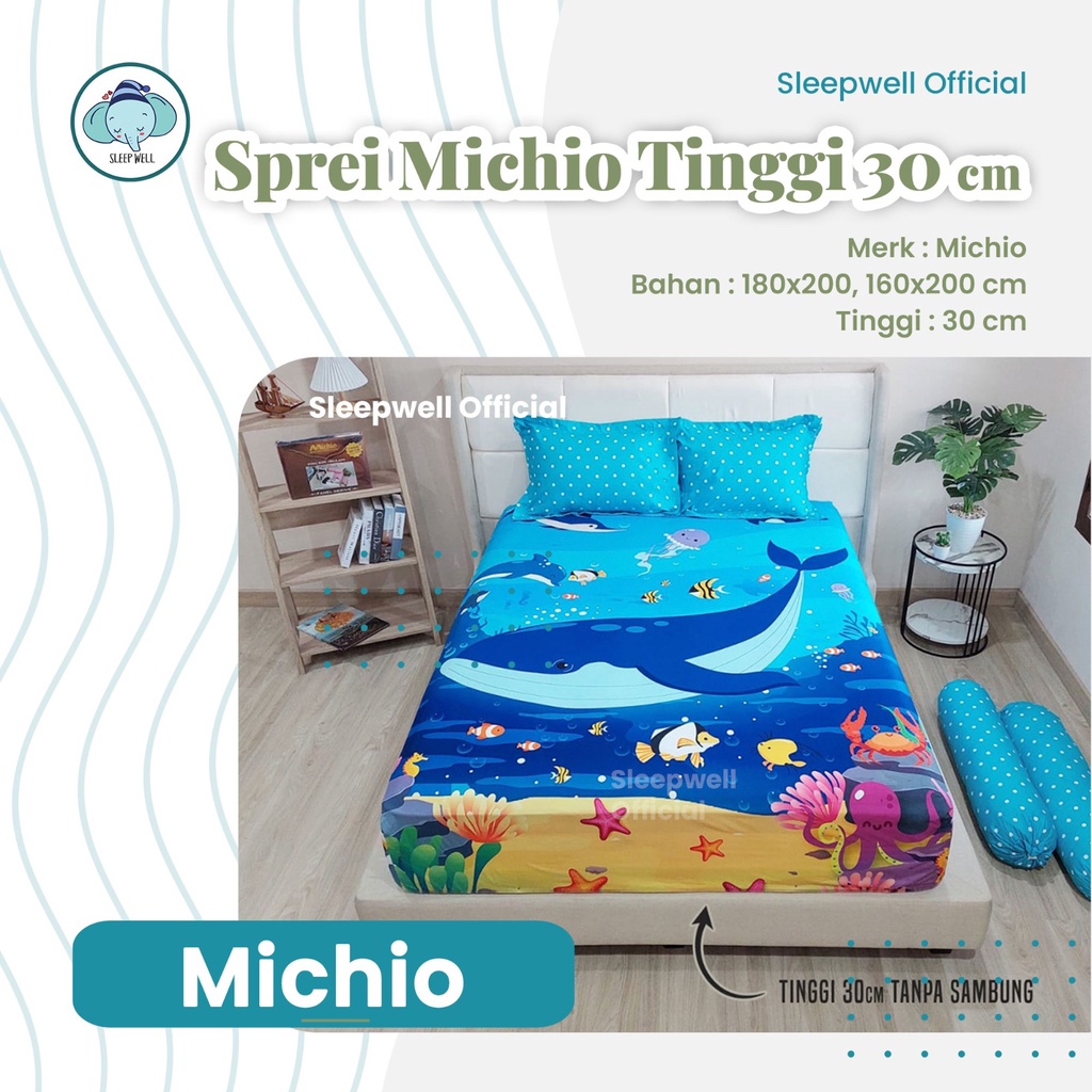 MICHIO SPREI KARAKTER 180X200 / 160X200 TINGGI 30 CM - SPIDERMAN BT21 FROZEN MUSICAL ADVENTURE