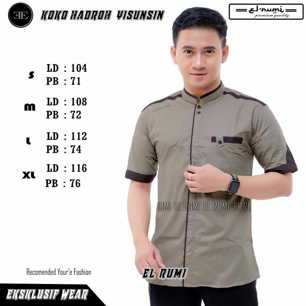 BAJU KOKO EL RUMI, BAJU KOKO MUSLIM PRIA LENGAN PENDEK