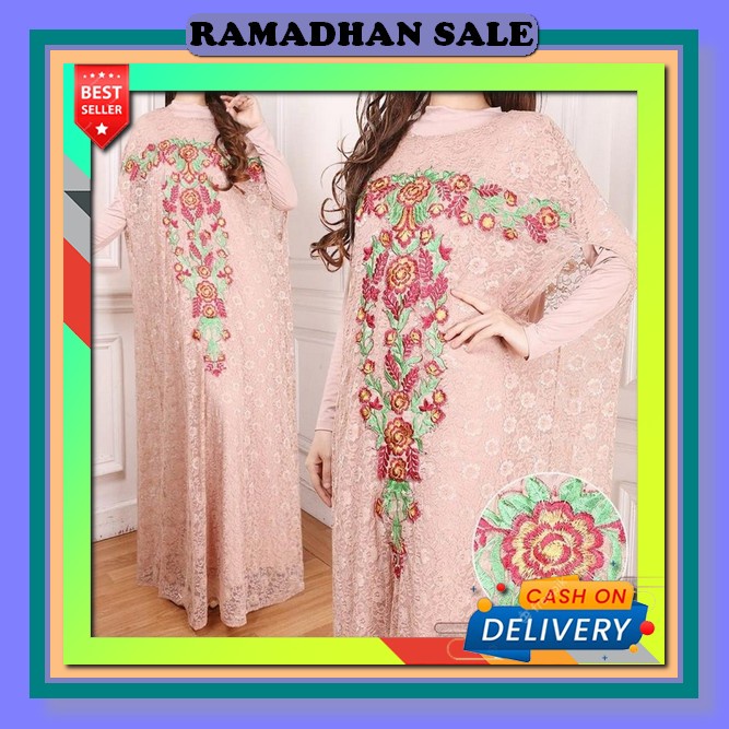 Sasikirana - Fayra Kaftan Bahan Tile Dot Full Depan Belakang Mewah / Baju Gamis Wanita Terbaru 2023 