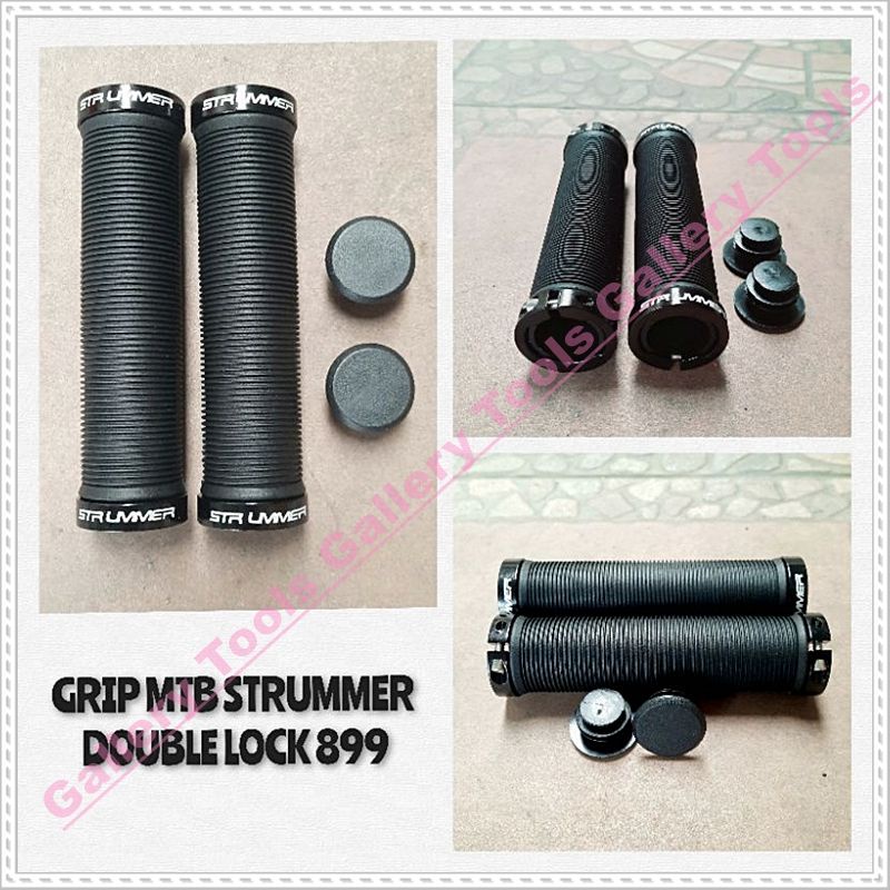 GRIP MTB DOUBLE LOCK STRUMMER 899 HITAM Sepeda aksesoris sparepart