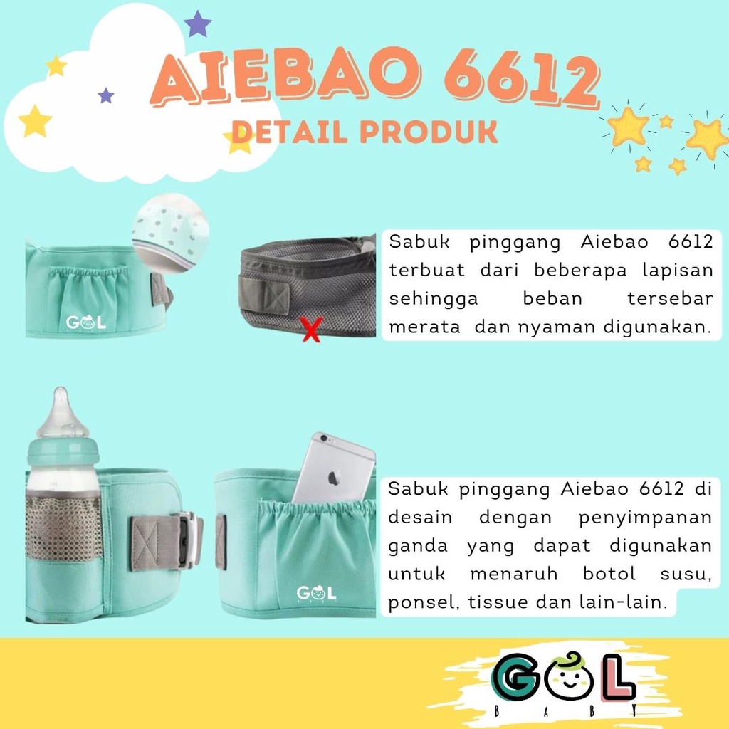 Gendongan Bayi Baby Carrier multifunction 11 in 1 Hipseat Carrier Aiebao 6612 (6626 6627 6629 6636)